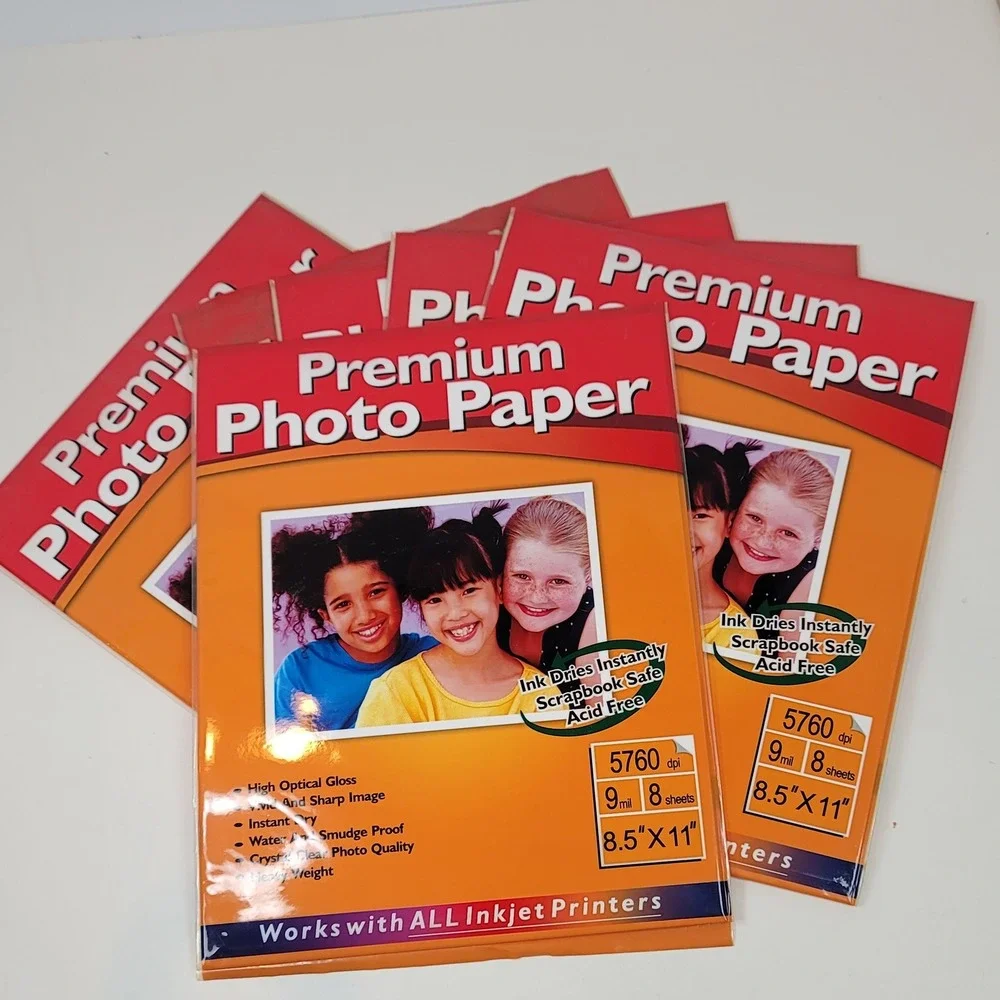 Lot of 6 Premium Photo Paper 8.5x11 Inkjet Glossy 9mil 5760dpi 48 Sheets Total